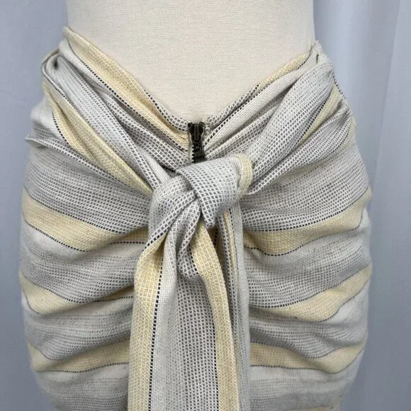 NWT Just Bee Queen Charlie Mini Skirt XS Yellow Striped Fringed Sarong - Picture 2 of 11